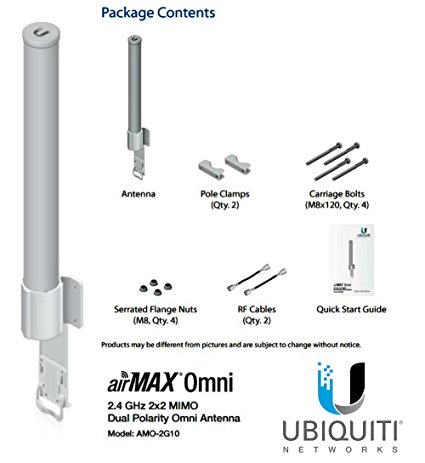 Ubiquiti AMO-2G10 2.4GHz Omni-Directional Antenna Dual-Polarizarion 10DBI