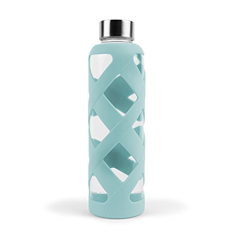 Aquasana AQ-WB-GLACIER 550 ML Premium Borosilicate Glass Bottle with Silicone Sleeve, Glacier