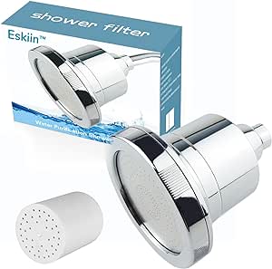 Eskiin™ Filtered Showerhead High-Pressure Showerhead with Water Filter System Improve Your Shower Protect Your Skin and Hair, Sliver