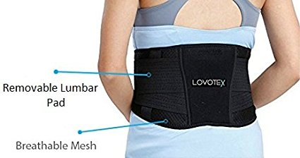 Double Pull Lumbar Support Back Brace Belt with Removable Cushioned Lumbar Pad, Breathable, Adjustable For Men & Women For Lower Back Pain & Stiffness - Large 27" - 33"