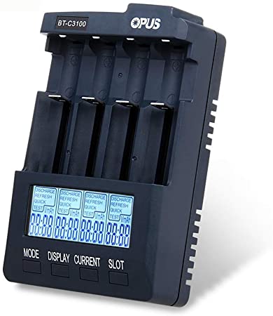 Alician Opus BT-C3100 V2.2 Digital Intelligent 4 Slots AA/AAA LCD Battery Charger UK plug