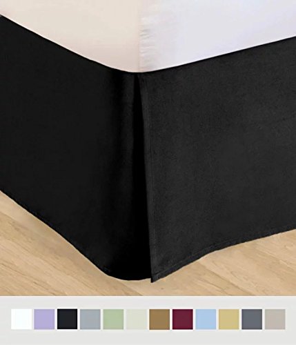 iCOVER BEDDING PLATINUM 1800 COLLECTION BRUSHED MICROFIBER PLEATED BED SKIRT, Wrinkle and Fade resistant, 1Piece Bed Skirt, 15” Fall, Four Pleats (Queen, Black)