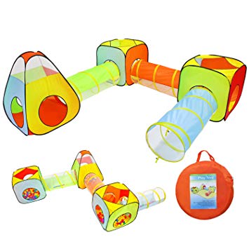 Yoobe 6pc Children Play Tent and Tunnel, Indoor & Outdoor Child Pop up Tent with Tunnels Playhouse