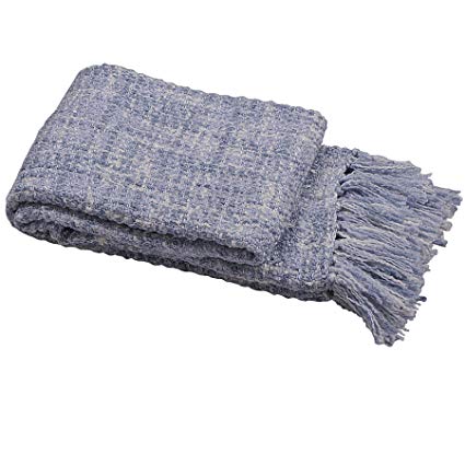 BOON Throw Blanket Woven Naga Throw, 60" x 80", Ashley Blue