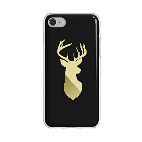 iPhone 7 Case, Alaxy Fashion Deer Series Phone Case Anti-Scratch Shockproof Electroplate Frame with Ultra Slim Coated Surface for Excellent Grip Case Simple Cover For iPhone 7 (Black)