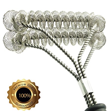 Grill Brush Bristle Free- BBQ Grill Cleaning Brush And Scraper- Safe 18" Weber Grill Cleaning Kit for Stainless Steel, Ceramic, Iron, Gas & Porcelain Barbecue Grates