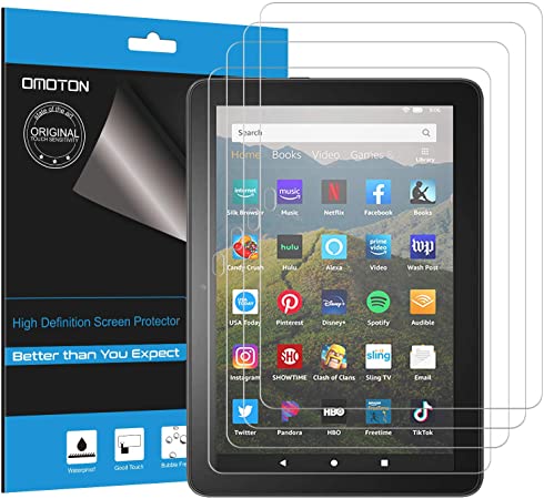 OMOTON [4-Pack] Screen Protector for All-New Fire HD 8/ Fire HD 8 Plus/Fire HD 8 Kids (10th Generation, 2020 Release), High Definition Film