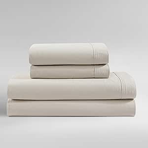 Calvin Klein - King Sheets, Washed Cotton Percale Bedding Set, Modern Home Decor (Light Beige, King)