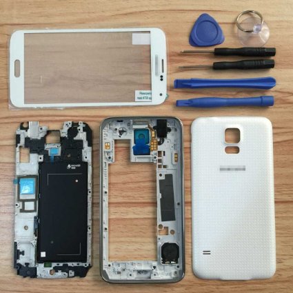 White OEM Full Housing Case for Samsung Galaxy S5 I9600 G900 Housing Cover Frame Door Back Case Screen Glass Lens for S5 i9600 G900