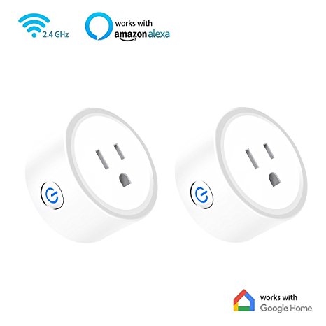 Mini Smart Plug,MOCRUX Smart Socket WiFi Mini Outlet Smart Switch 2 Pack Compatible with Echo Amazon Alexa & Google Assistant, No Hub Required,White [Upgraded Version]