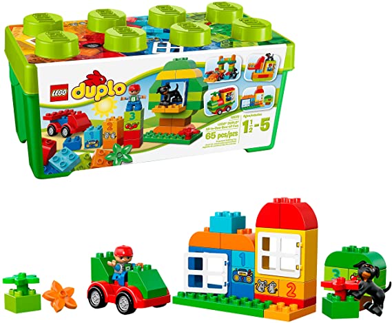 LEGO DUPLO All-in-One-Box-of-Fun Building Kit 10572 Open Ended Toy for Imaginative Play with Large LEGO bricks made for toddlers and preschoolers (65 Pieces)