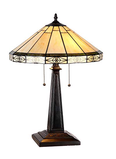 Chloe Lighting "BELLE" Tiffany-style Mission 2 Light Table Lamp 16" Shade