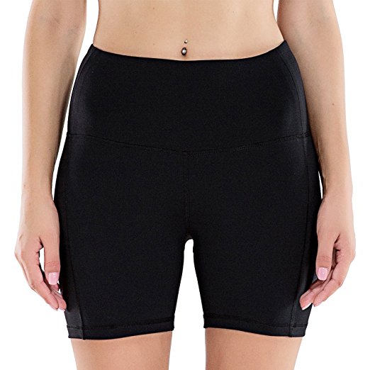 Houmous Women's High Waist Yoga Shorts Tummy Control Workout Running Shorts With Inner Hidden Pocket for 5.5"Mobile Phone