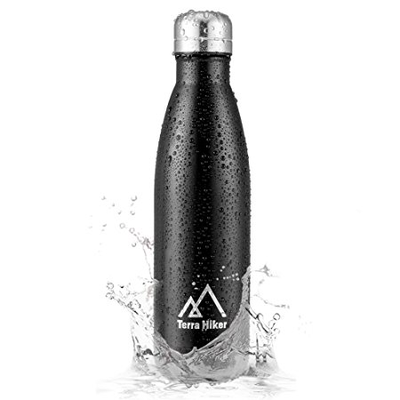 Terra Hiker Vacuum Cup, Insulation Water Bottle, Double Walled, Condensation Free, BPA Free, for Sports, Outdoors, 18 oz/500 ml