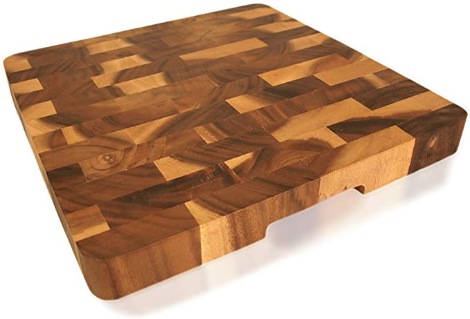 roro Wood Square End-Grain Chef Cutting Board, 14 Inch Acacia Checkered (14 Inch, Acacia Checkered)