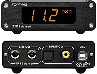 Topping D10 Balanced USB DAC ES9038Q2M XMOS XU208 PCM384kHz DSD256 HiFi DAC Decoder (Black)