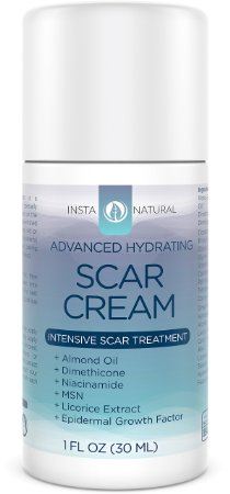 InstaNatural Scar Cream - Best Removal Treatment for Old and New Scars - With 15 Sea Kelp Bioferment Almond Oil Epidermal Growth Factor Niacinamide MSM and Vitamin E - Skin Hydrating Formula - 1 OZ