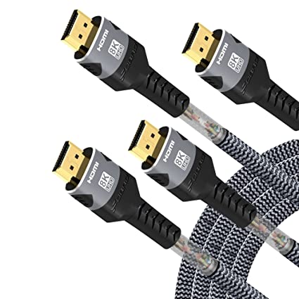 FDBRO 8K HDMI Cable 48Gpbs 8K@60Hz 4K@120Hz eARC HDR HDCP 2.3 HDMI 2.1 Cord Compatible with HDTV, PS4/PS5, Xbox Series X, RTX 3080/3090 (1M, 2 Pack)