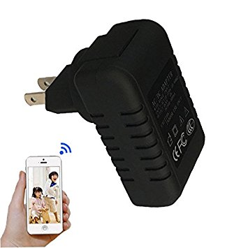 WIFI Spy Hidden Camera Adapter 1/4'' CMOS HD 1080P Video Camera Support IOS Android Free App Remote View Home Security Survellience Plug Camera With 8G Micro SD Card