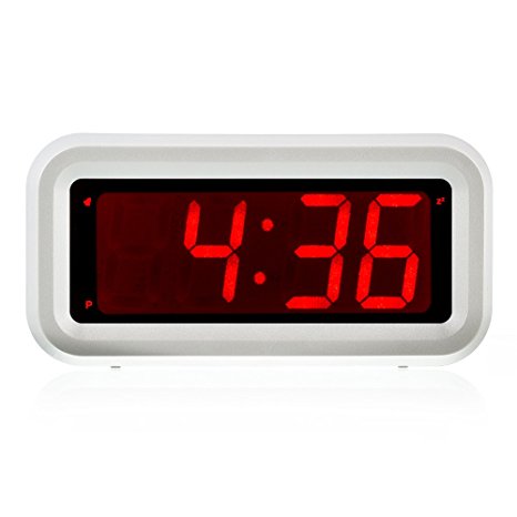 Kwanwa AA Battery Operated Only Mini Thin Loud Electric LED Alarm Clock With Big 1.2'' Red LED Numbers Display For Bedside Travel Kids Children Girls