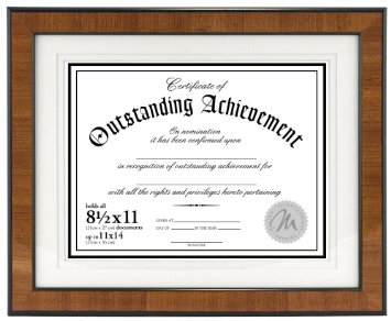 Malden International Designs Burl Wood Document Frame, Holds 8.5 by 11-Inch Certificate