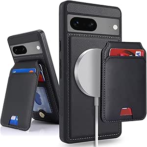 for Google Pixel 7a case with Credit Card Holder, fits Pixel 7a Phone Leather Case Wallet for Women Compatible Wallet Detachable 2-in-1 for Men-Black