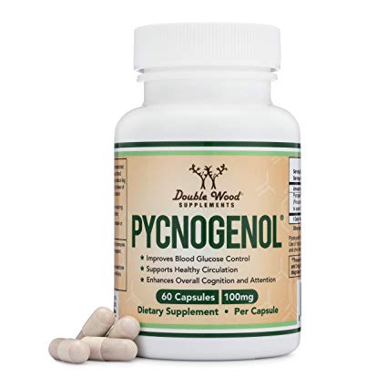 Pycnogenol 100mg, Made and Tested in The USA, Vegan Friendly (100 Capsules) by Double Wood Supplements at Special Launch Price