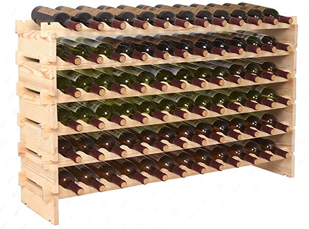 ZENY Wine Rack 72 Bottles Holder Stackable Storage 6 Tier Solid Wood Display Shelves (#1)