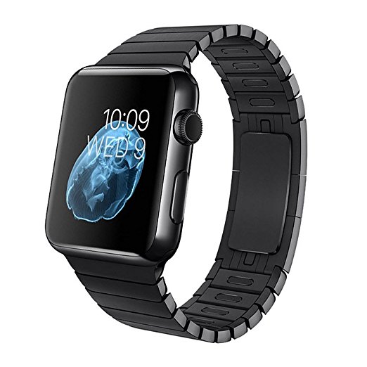 Caloics Chain Watch Band by 316L Stainless Steel Replacement Smart Watch Band for Apple Watch 42mm (Link Bracelet black)
