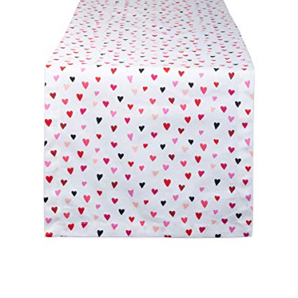 DII CAMZ11180 100% Cotton, Machine Washable, Printed Kitchen Table Runner for Mother's, Valentine's Day and Everyday Use, 14x72 Confetti Hearts
