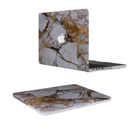 Macbook Retina 13 case, Vimay Marble Pattern 13-Inch Soft-Touch Plastic Frosted Hard Case Cover for MacBook Pro 13.3" with Retina Display A1502 / A1425 (NO CD-ROM Drive) (White/Gold Marble Pattern)