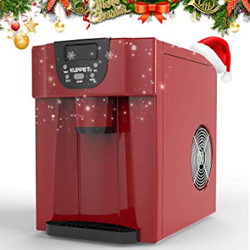 KUPPET 2 in 1 Countertop Ice Maker, Produces 36 lbs Ice in 24 Hours, Ready in 6min, LED Display (Red)