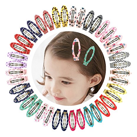 Ruyaa 2" Snap Clips No Slip Wrapped Hair Barrettes for Toddlers Girls Kids Women Hair Accessories (40pcs Assorted)