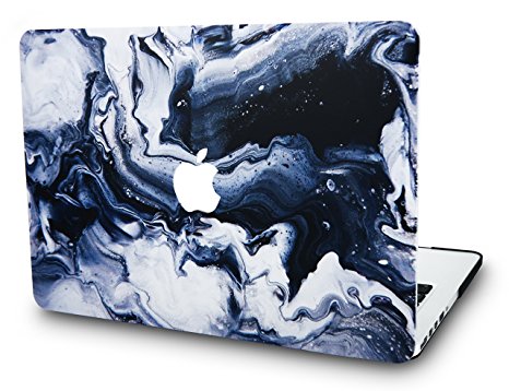 KEC MacBook Pro 15 Inch Case (2017 & 2016 Touch Bar) Plastic Hard Shell Cover A1707 (Black Grey Marble)