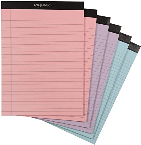 AmazonBasics Legal Pads, Pink, Orchid & Blue Color Paper, 6-Pack