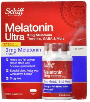 Schiff Melatonin Ultra 365 Tablets 3mg Melatonin  25mg L-Theanine  25mg GABA  Chamomile and Valerian Extracts