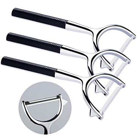 [3 Pack] Vegetable Peelers for Kitchen -Y Shaped Peeler for Potato, Apple, Carrot, Veggie, Fruit, with Non-Slip Handle and Sharp Premium Stainless Steel Blade