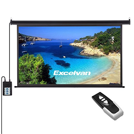 Excelvan Portable 120 Inch 16:9 1.2 Gain Wall Ceiling Electric Motorized HD 4K Indoor Outdoor Projector Screen with Remote Control for Family Home Theater and Office