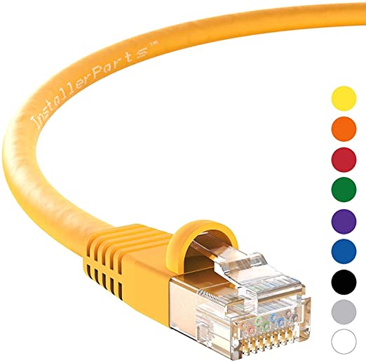 InstallerParts Ethernet Cable CAT6 Cable UTP Booted 25 FT - Yellow - Professional Series - 10Gigabit/Sec Network/High Speed Internet Cable, 550MHZ