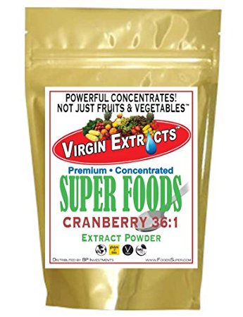 Virgin Extracts (TM) Pure Premium Organic Cranberry Powder Extract 36:1 Concentrate (36 x Stronger than Freeze Dried) 8oz Pouch