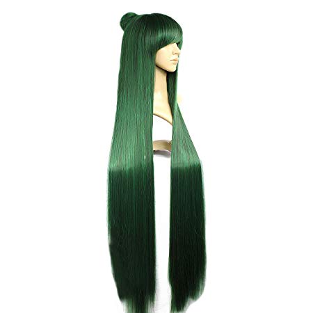Angelaicos Women's Fiber Straight Cosplay Party Costume Wig Long Green 47 Inches