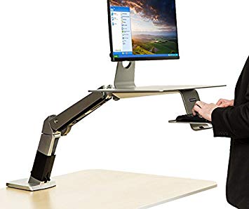 InMovement Elevate Desktop Adjustable Height Standing Desk, Black/Silver