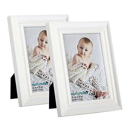 RPJC 3.5x5 Picture Frames (Set of 2) Made of Solid Wood High Definition Glass for Table Top Display and Wall mounting Photo Frame White