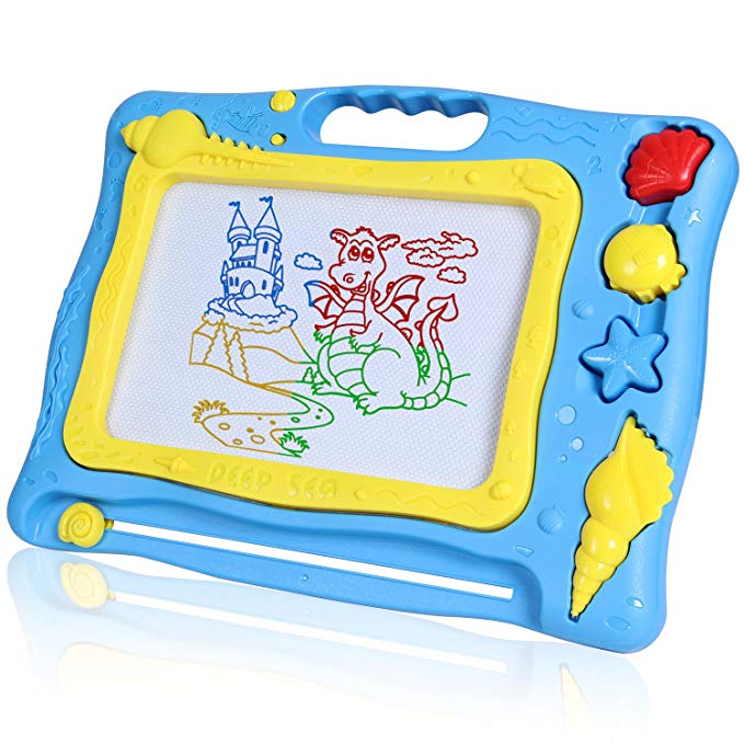 SGILE Magnetic Drawing Board Toy, Non-toxic Magna Doodle Sketch Pad with 3 Stamps and Pen, 16X12.2 Color Erasable Painting Writing Sketching Sketch Pad for Toddler Preschooler Kids Learning Education,