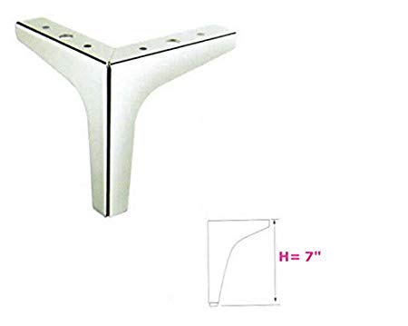 7" Height Straight Metal Chrome Sofa Legs Replacement Parts, Set of 4
