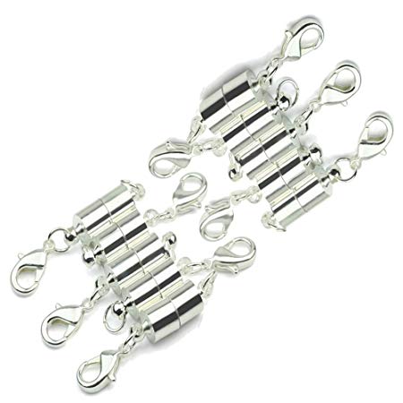 CrazyPiercing 10 PCS Silver Magnetic Clasps for Jewelry - Necklace Magnet Clasp Converter (2)