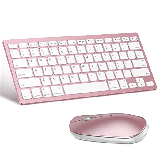 OMOTON Bluetooth Keyboard and Mouse for iPad and iPhone (iPadOS 13 / iOS 13 and Above), Compatible with New iPad 10.2, iPad 6th /5th Gen, iPad Air 3, and Other Bluetooth Enabled Devices, Rose Gold