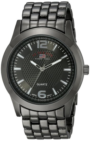 US Polo Assn Classic Mens US8444EXL Black Dial Extra Long Gun Metal Bracelet Watch
