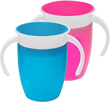 Munchkin Miracle 360 Trainer Cup, Pink/Blue, 7 Ounce, 2 Count