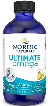Nordic Naturals, Ultimate Omega, 2840mg Omega-3, Fish Oil with EPA and DHA, Lemon Flavour, 119ml, Lab-Tested, Soy Free, Gluten Free, Non-GMO
